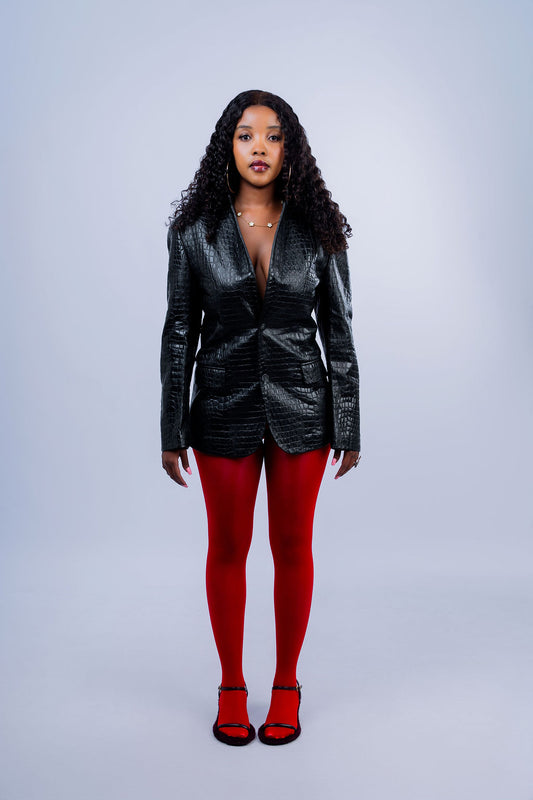 CROCODILE EMBOSSED LEATHER BLAZER