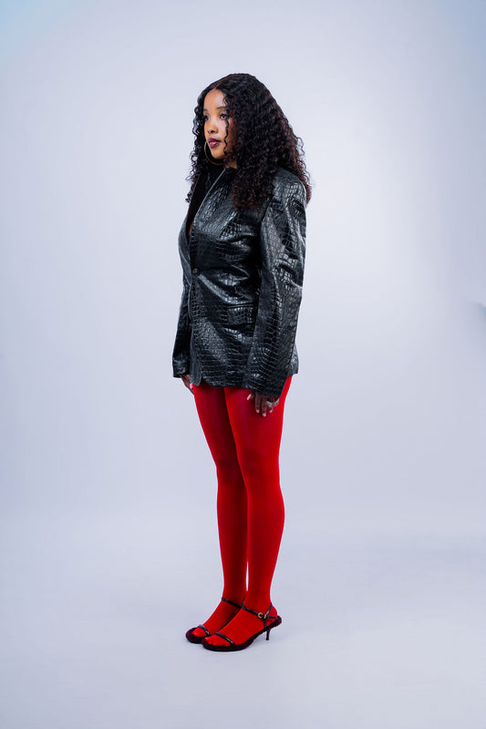 CROCODILE EMBOSSED LEATHER BLAZER